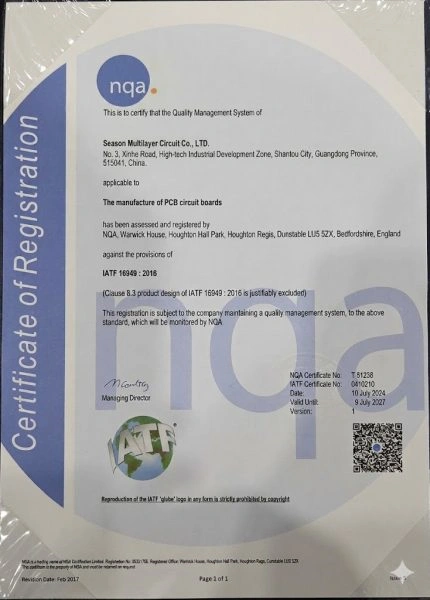IATF 16949 for Season Multilayer Circuit