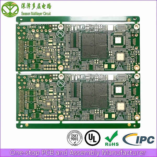 14-Layer 2-Stage HDI Prototype PCB top view with Season Multilayer Circuit branding