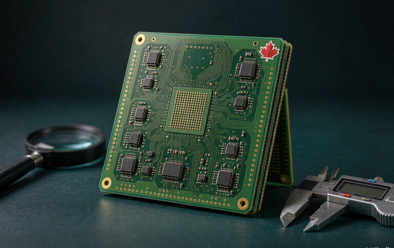 cUL certified PCB with Canadian certification label on a multilayer circuit board