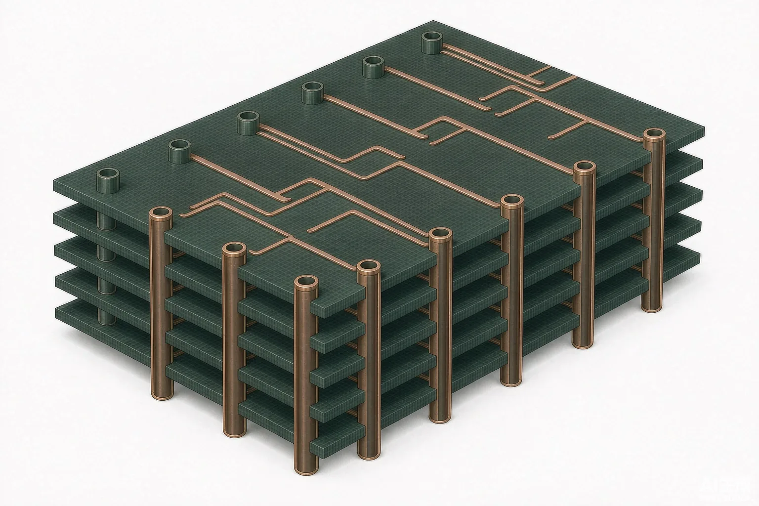 Laser-drilled blind microvias laminated stage by stage in an HDI PCB stackup
