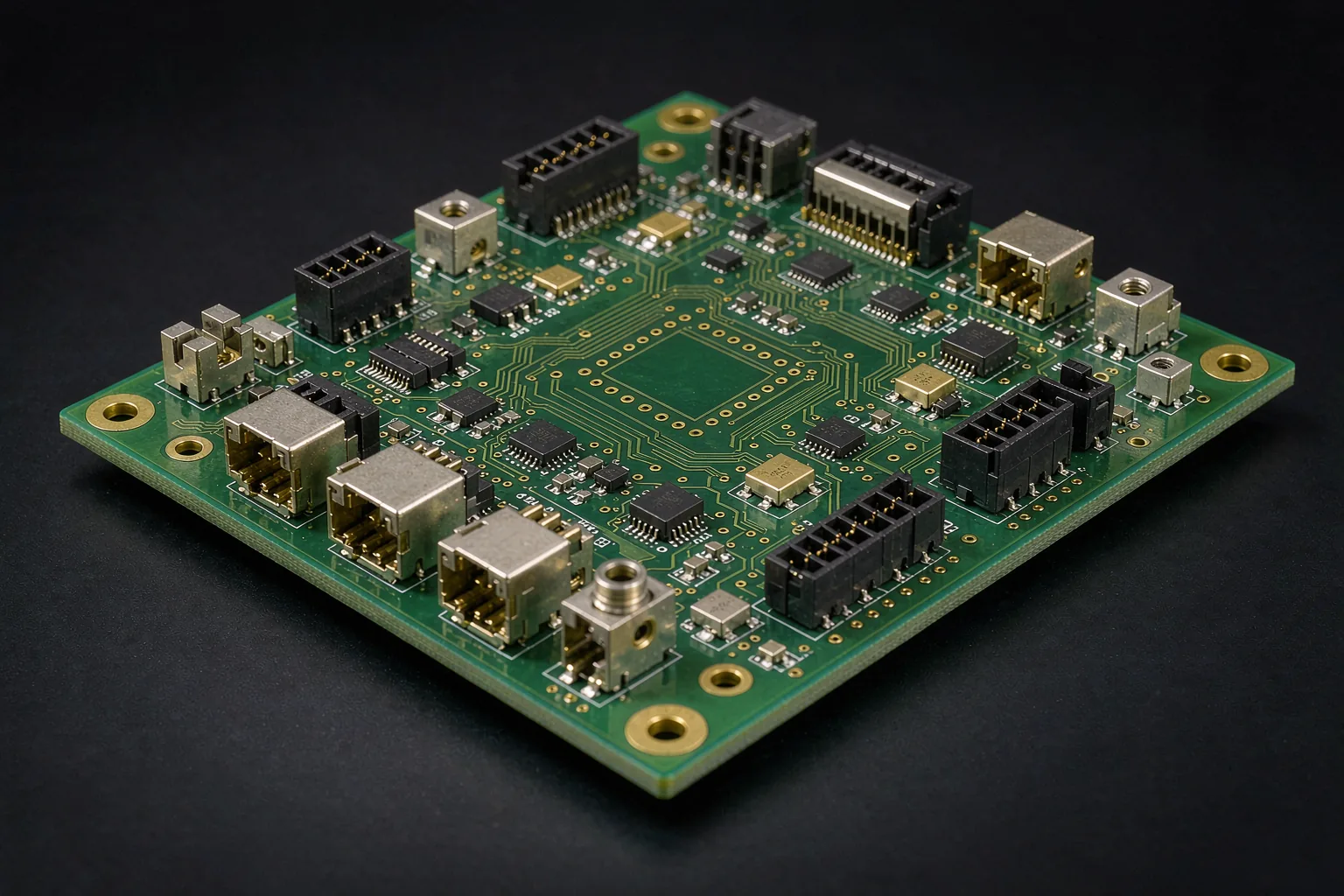 Finished four-layer industrial control PCB with ENIG surface finish and full internal power and ground planes