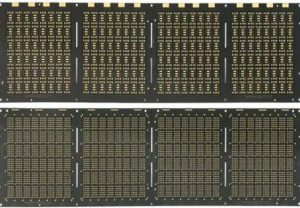 BT substrate memory package panels with gold-plated bonding pads in panel format