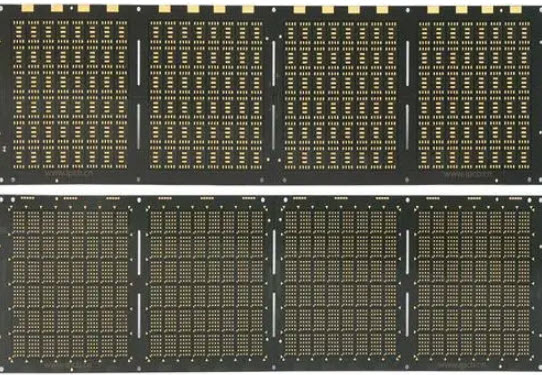 BT substrate memory package panels with gold-plated bonding pads in panel format