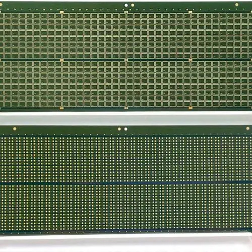 Green BT substrate panels with fine gold pads before component assembly