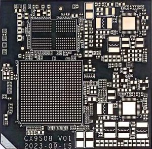 High-density multilayer PCB with resin plugged via fields under dense BGA pad arrays